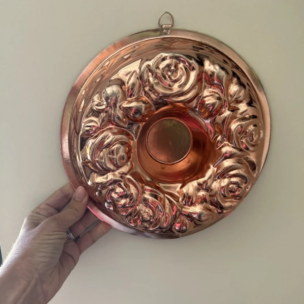 Vintage 1963 Jello Mold Copper Tone Rose Floral Bundt Cake – 5 Cups St. Louis MO